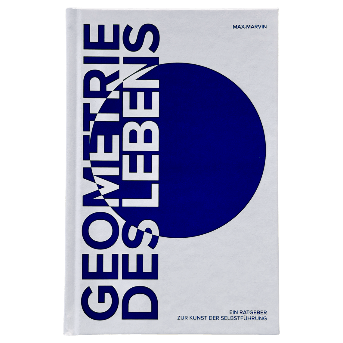 Book cover with blue text and circle on a white background